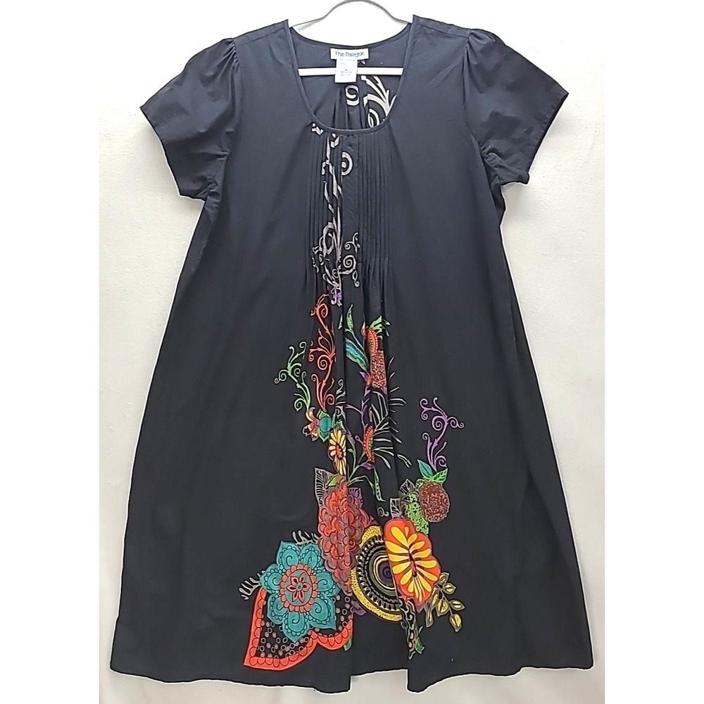 The Paragon‎ XL Pleated Floral Print Shift Dress Midi Length Casual Travel